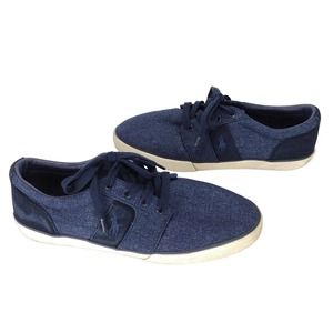 Polo Ralph Lauren Halmore Low Blue Canvas Lace Up Shoes Mens Size 11.5D